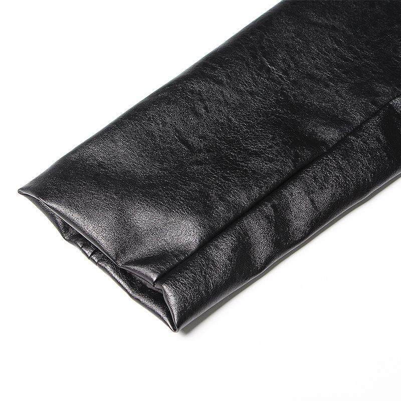 2026 Women's Fashionable Slimming Leather Jacket with Waist-Cinching Design