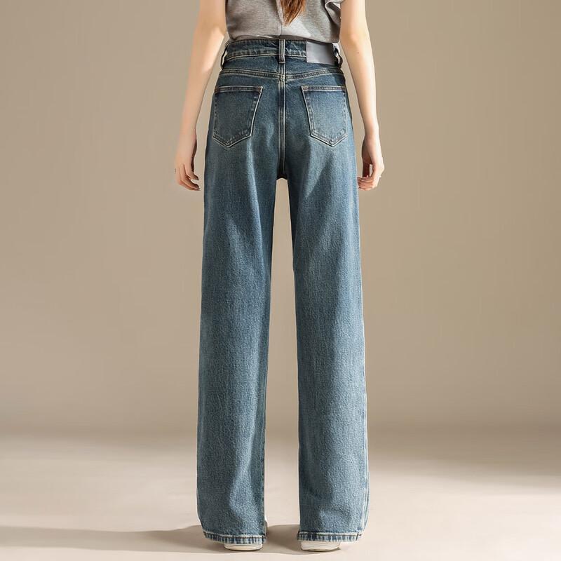 RAIN.CUN Women's Split Hem Straight Leg Jeans