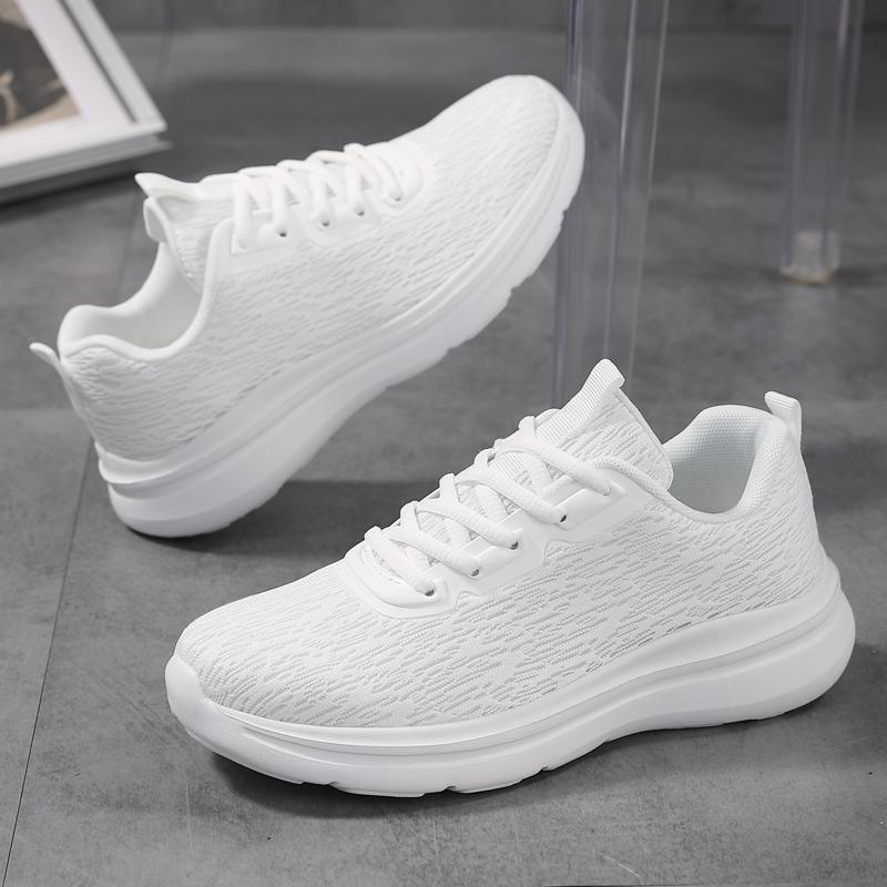 White Women Lightweight Sneakers Outdoor Running Sport Shoes Female Mesh Breathable Trainning Shoes White Flat Walking Shoes 44