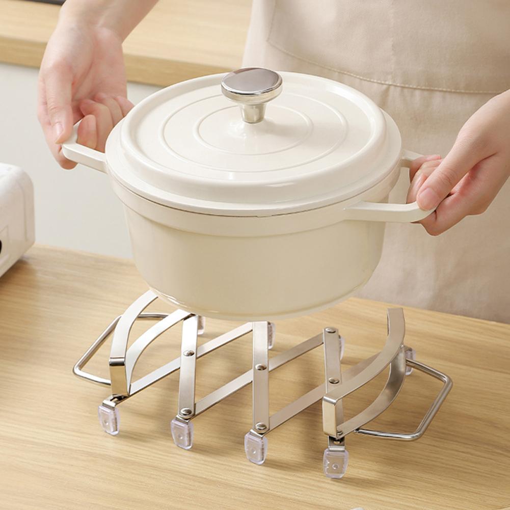 Hot Plate Holder Stainless Steel Expanding Pot Holder Resistant Mat Expanding Contracting Heat Easy Design Clean Trivet Non A8H0