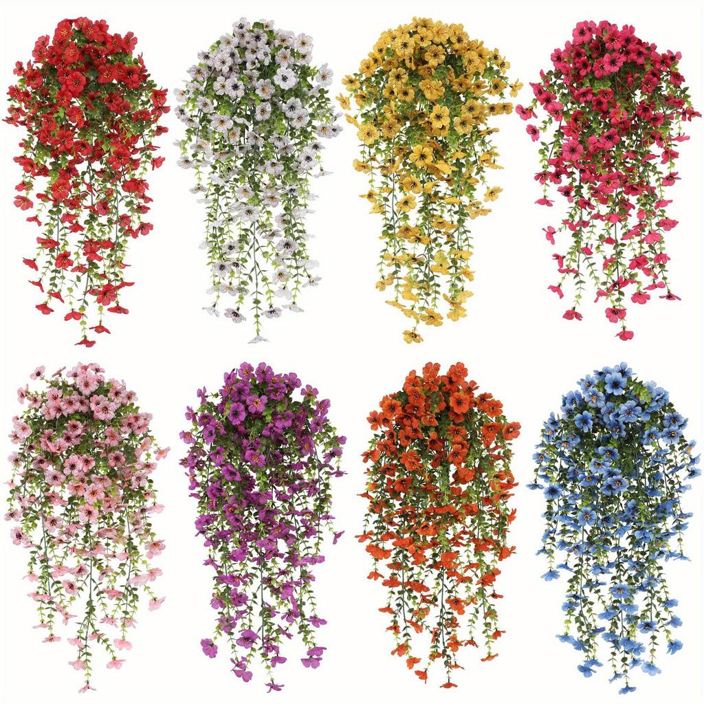 2 Pezzi Fiori Artificiali da Esterno Eucalipto Viola Piante Verdi