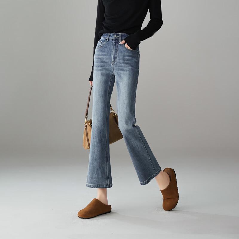 SOFSIL 2026 Spring Women's High-Waisted Cropped Flare Jeans