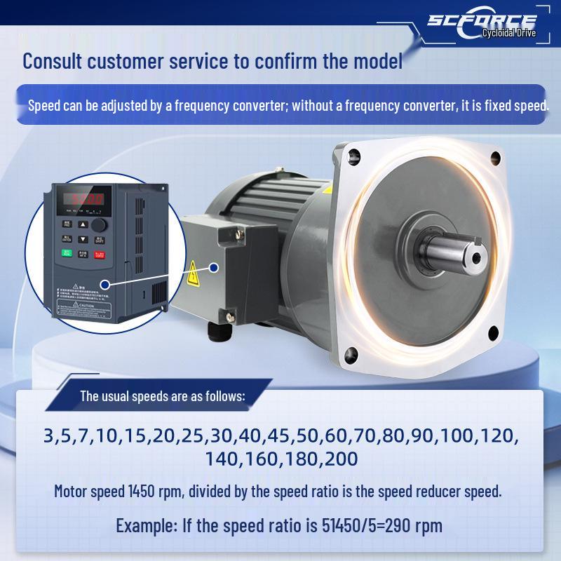 

Three-Phase Gear Reduction Motor, 380V, Horizontal/Vertical, 200W-1500W, Speed Regulated Copper Motor 100W 3-50 Ratio Shaft 18