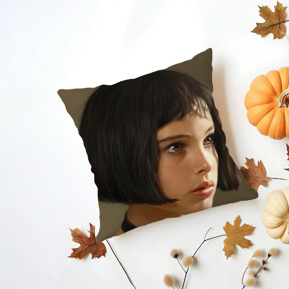 NNatalie Portman Cushion Cover Washable Linen Pillowcase Soft for Daily Sofa Bed Home Room Decor