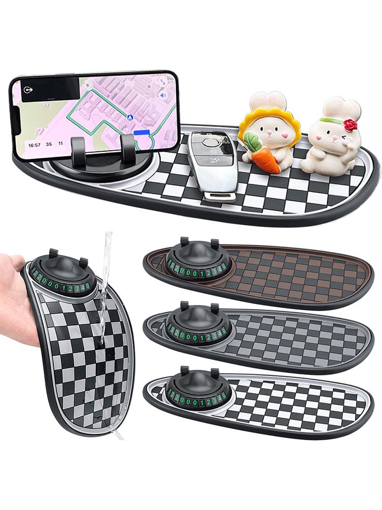 Multifunktionale Auto Anti-Rutsch-Matte mit Parknummer Auto Armaturenbrettmatte 360° Drehbarer Universeller Telefonhalter