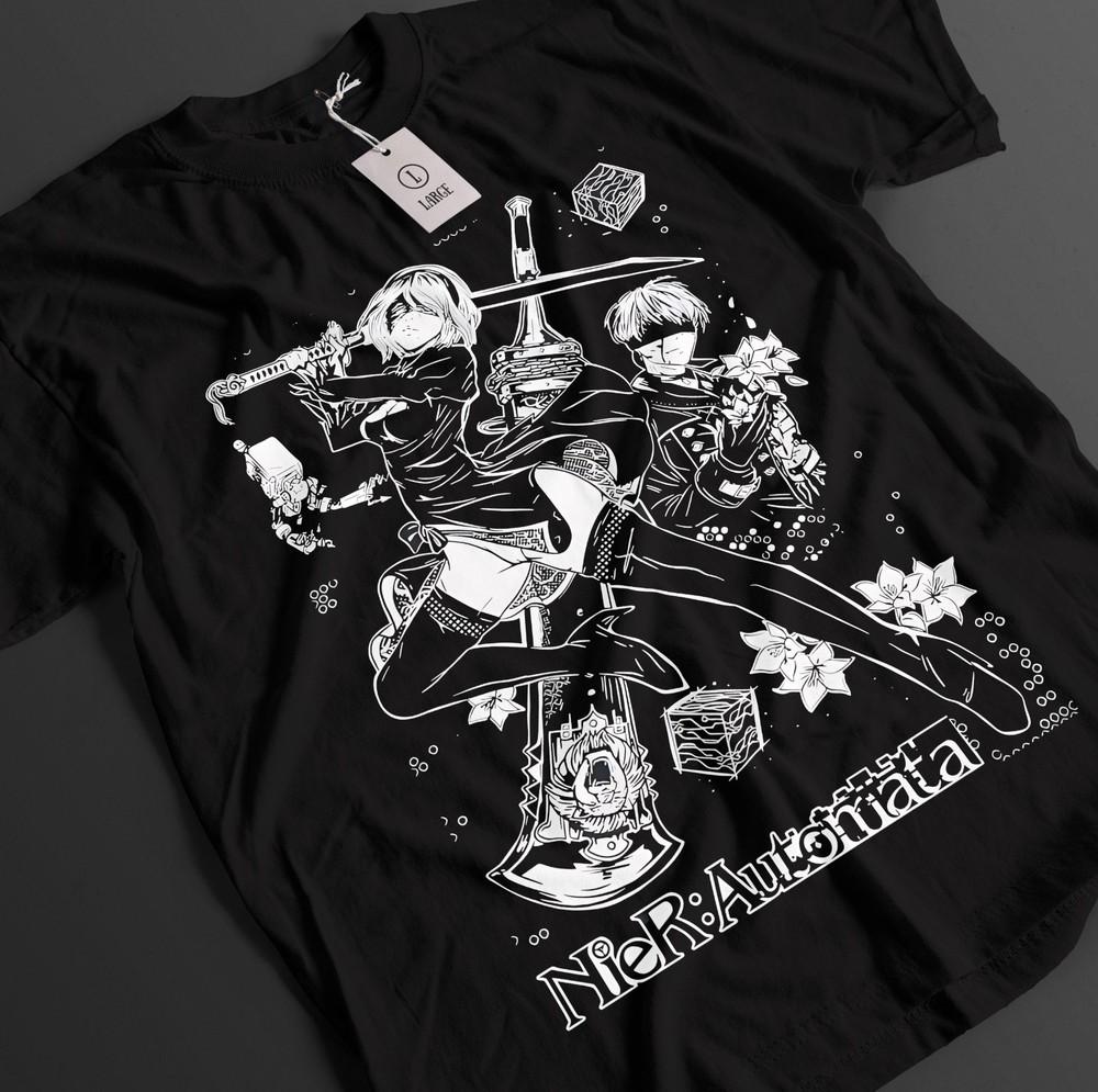 

Nier Automata Shirt YoRHa 2B Tshirt 9S T-Shirt A2 Top Eve Nines Adam Anime Tee 4XL