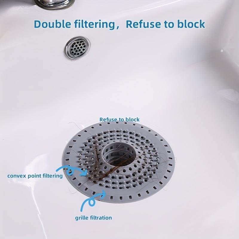 Silicone Drain Filter, Hair Catcher for Shower & Kitchen Sink, Retractable Drain Cover with Suction Cup, Easy Clean