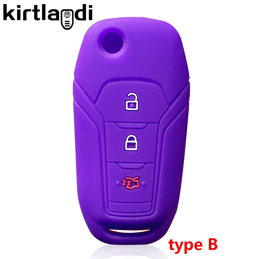 Silicone Car Key Cover Remote Case For Ford Fiesta Focus 2 3 Ecosport Mondeo Figo For Ford Puma Ranger  Key Holder Keychain