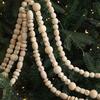Long Wooden Beaded Garland for Fireplace & Christmas Tree Decor