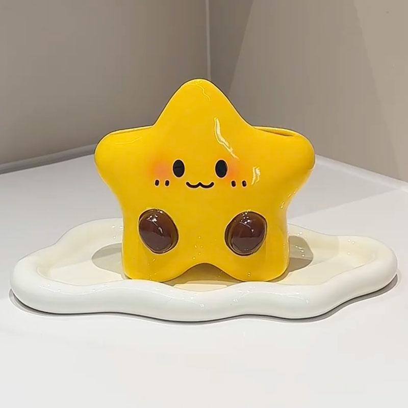 Cute Ceramic Cartoon Toothbrush Holder Creative Bathroom Electric-Toothbrush Toothpaste Stand Washroom Toothbrush Storage Rack