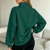 Women's Fashion Long Sleeve V-Neck Loose Fit Zip Up Jacket