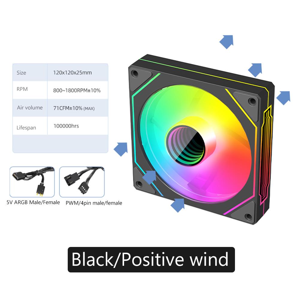 12cm ARGB Case Fan 5V 3Pin 4 Pin PWM Computer Case PC Cooling Fan Infinity Mirror Silent Chassis Fan 800-1800 RPM for Gaming PC