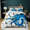 Octopus Duvet Cover Sealife Bedding Set Ocean Animal Comforter Cover Teens Adults Double Queen King Size Polyester Qulit Cover