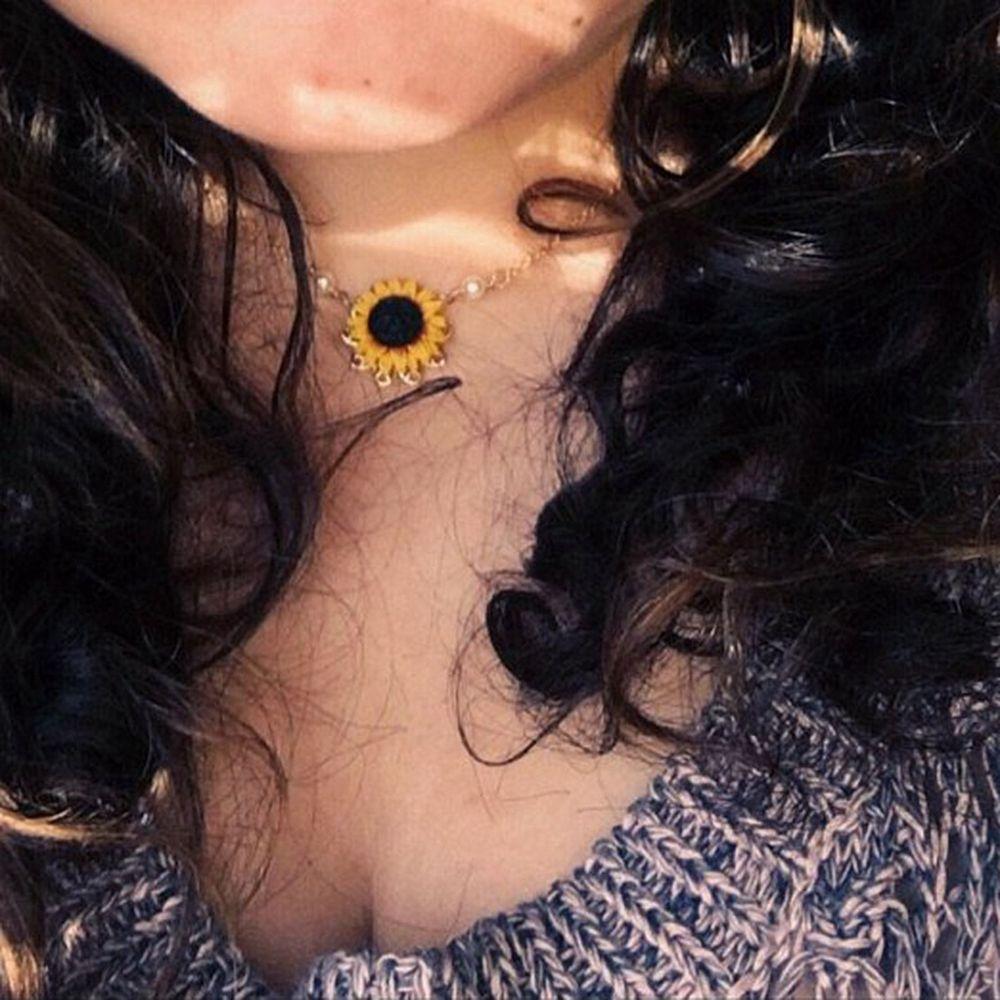 Charm Romantic Jewelry Pearls Flower Pendant Sunflower Necklace Chain Gold Plated