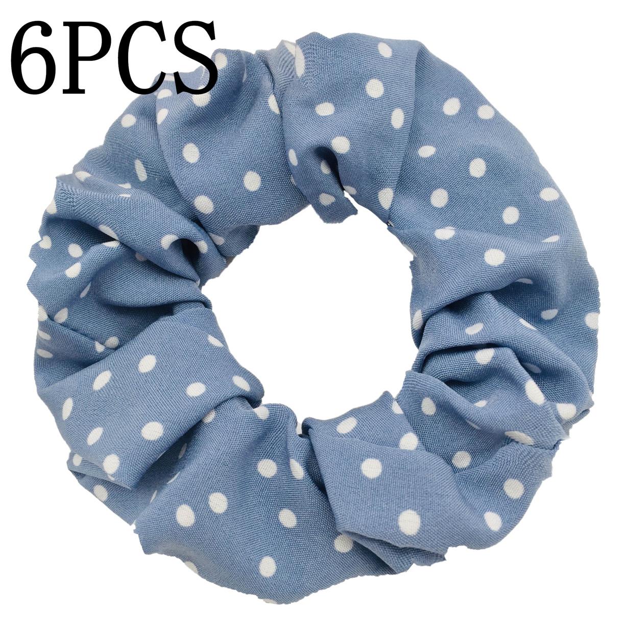 

6 шт./лот Резинки для волос Простые повседневные резинки Эластичная лента Женский держатель Аксессуары Шифоновая повязка на голову В горошек Для хвостика Повседневные