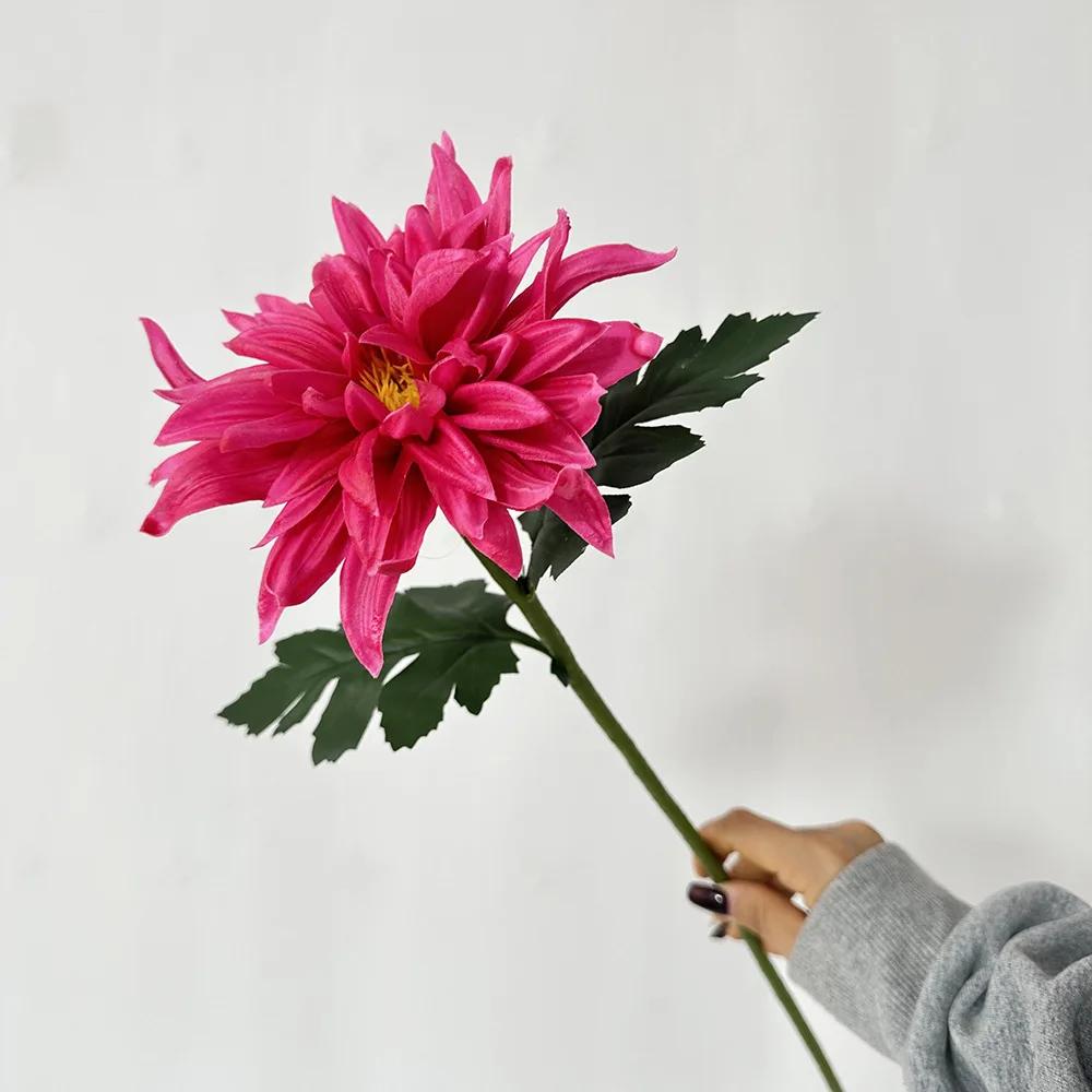 5Pcs/lot Artificial PU Dahlia Flowers Wedding Decoration Fake Flowers Arrangement Home Accessories Party Table Floral Dahlias