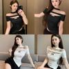 Summer Fashion T Shirt With Hollow Out Design For Womens Casual Wear