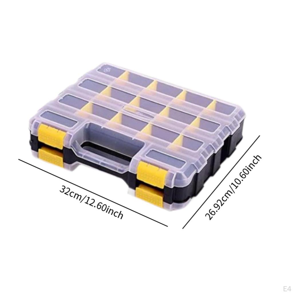 Double Side Tool Organizer Removable Dividers with 34 Compartments Small Parts Case