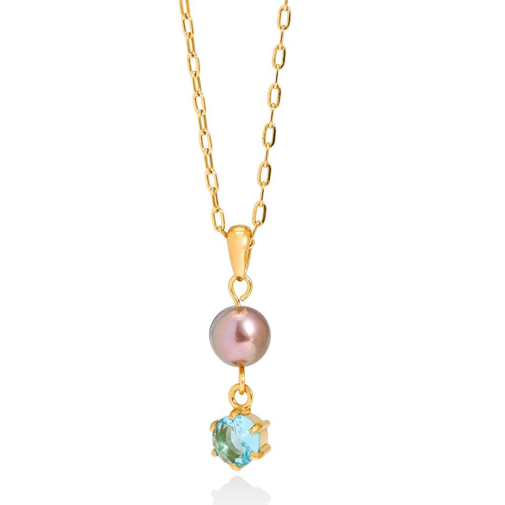 INS Style Luxury Hexagonal Gem Pearl Necklace with Titanium Steel Chain, European & American Fashion, 18K Gold Plated.