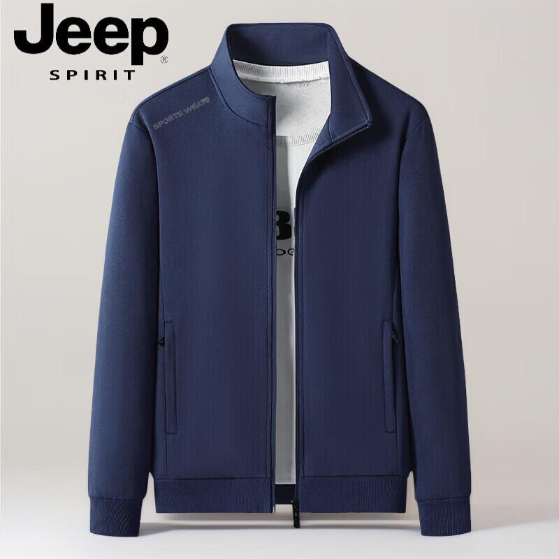 JEEP SPIRIT Men s Stand Collar Cotton Zip-Up Sweatshirt 2XL