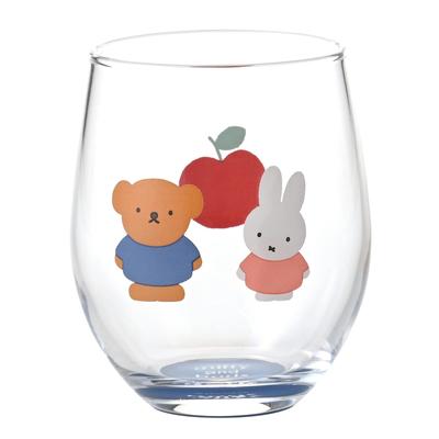 Kanemasa Pottery Dick Bruna and Miffy and Boris Glass Tumbler Cup Height 9cm Chunky Tumbler Blue Made In Japan 412105 "Miffy Boris" Approx.
