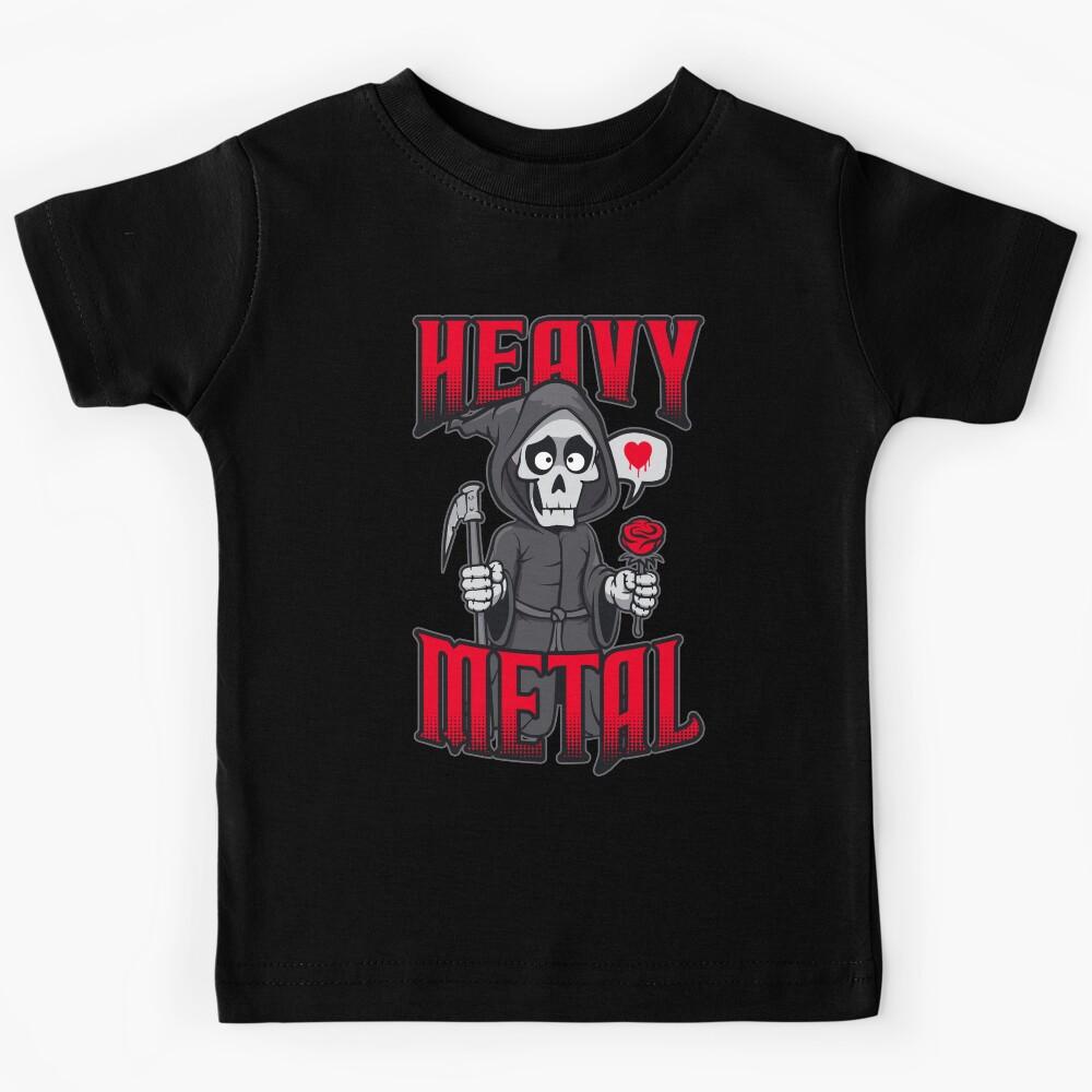 Funny Cute Grim Reaper Love Heavy Metal Halloween Heart Rose Kids T-Shirt 130