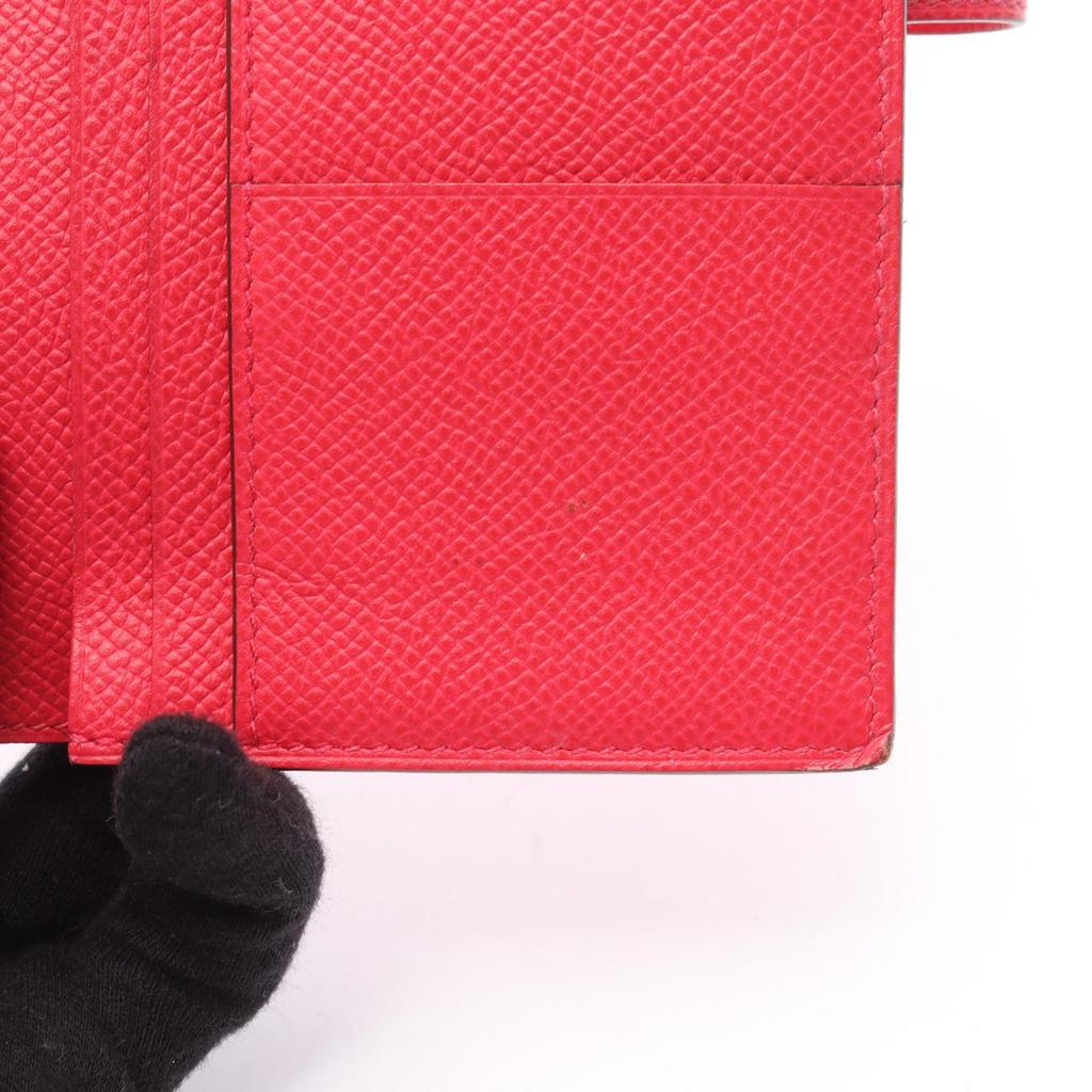 Used HERMES Bearn Soufflet Bifoldpurse Epsom Leather Epsom Pink Rose Extreme Used Women