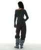 PARTIMENTO WOMEN Tie Neck Strap Asymmetrical Knit Top_Charcoal