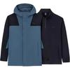 Three In One Detachable Hooded Color Block Zipper Warm Waterproof Jacket Men Outerwear Basic-Black Whale-Fin-Blue 152447629-3