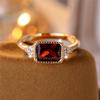 Trendy Red Zircon Squarel Crystal Vintage Gold Color Wedding Bands Engagement Rings For Women Men Minimalist