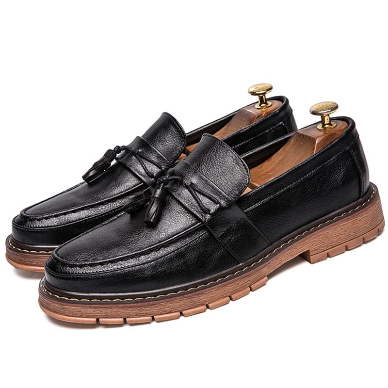 Trend Men'S Dress Shoes High Quality Casual Business Social Leather Brogue Shoes Men Leather Office Tassel Loafers Shoes Male