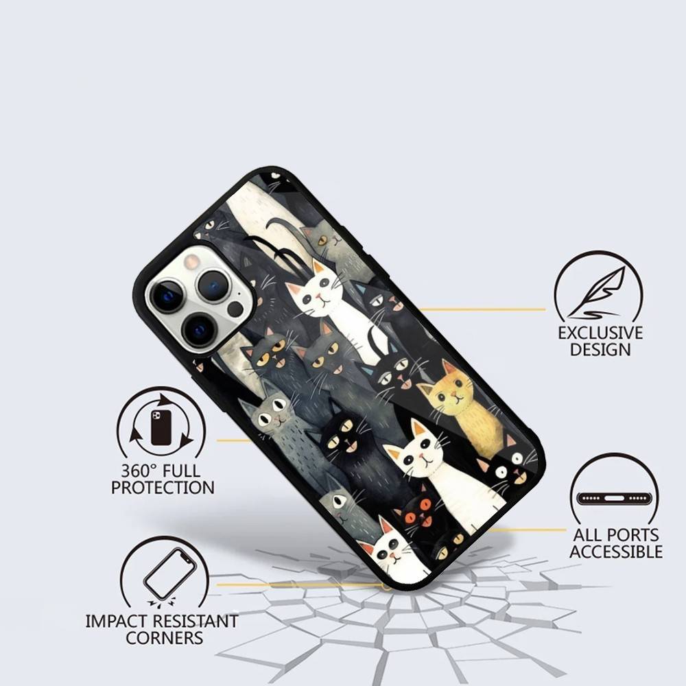 Cat Cartoon Cute Phone Case For iPhone 16,15,14,13,12,11,Plus,Pro,Max Mini Magsafe Magnetic Wireless Charging