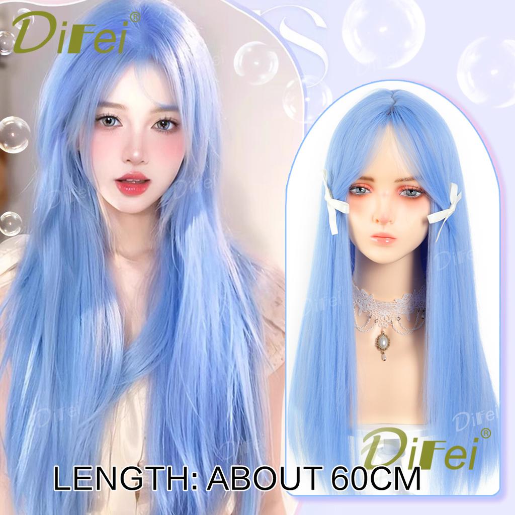 Platinum Blonde Straight Synthetic Cosplay Wig Straight Hair Wig With Straight Bangs Suitable For Women Halloween Christmas Wear