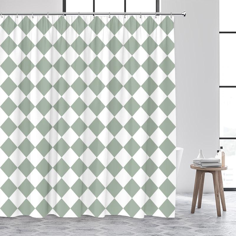 Black and White Diamond Lattice Shower Curtain Modern Geometric Art Minimalist Home Bathroom Decorative Bath Curtains With Hooks