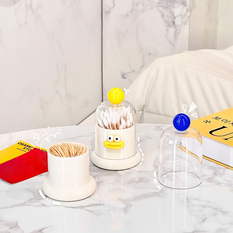 Dopamine Toothpick Box Home Living Room High Value Transparent Cotton Swab Dental Floss Reel  Creative Toothpick Storage Box