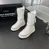 Leather Martin Boots Women's Spring and Autumn New Medium Tube Thick-soled Skinny Boots Breathable Versatile Women's Boots