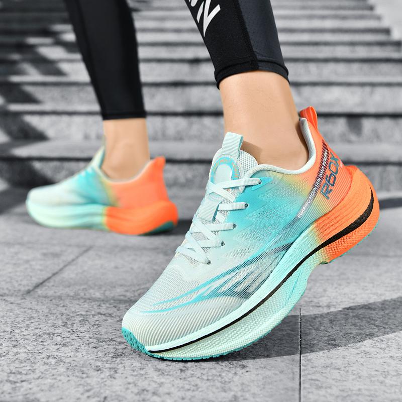 Popcorn large-sized sports shoes, ultra-light and breathable carbon fiber board running shoes, new men's cushioned and anti-slip running shoes