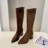 Autumn Winter Sued Women Loots Boots Fashion Pointed Toe Shoes Street Style Party Stripper Female Thick Heel High Booties