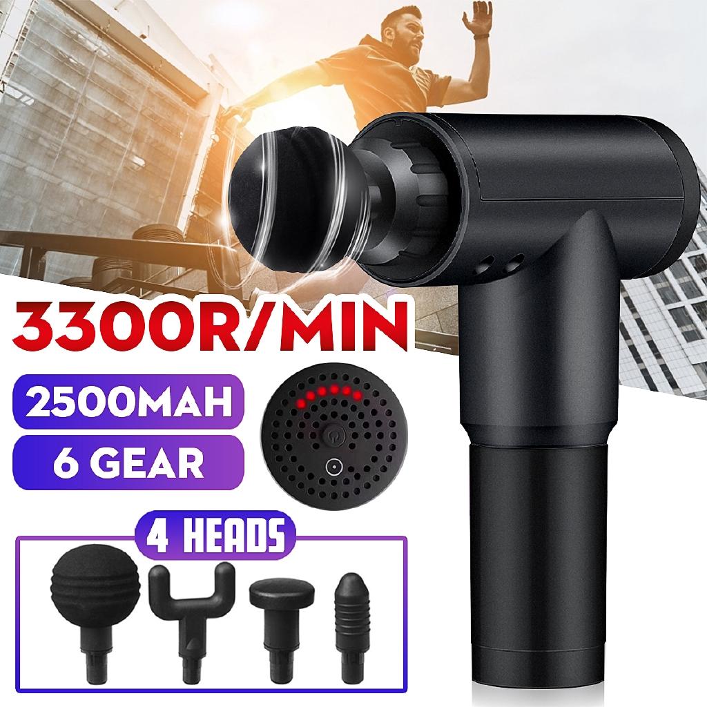 6 Gears 4 Heads 3300r/min  Therapy Massage Guns Muscle Massager Pain Sport Massage Machine Relax Body Slimming Relief