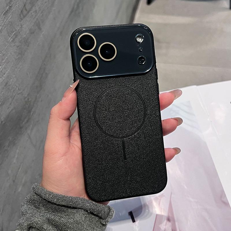 Magnetyczne Etui na Telefon o Skórzanej Teksturze Kompatybilne Z Iphone Obsługuje Ładowanie Bezprzewodowe Odporne na Wstrząsy Pokrowiec Ochronny