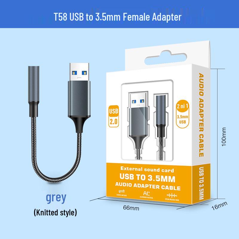 USB To 3.5mm Audio Headphone Adapter Cable