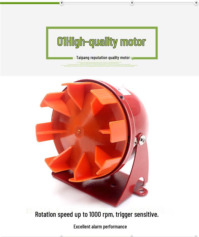 Taibang MS190 Mini Motor Alarm (Wind Screw) Gold Shell Buzzer, 12V/24V/220V, Red