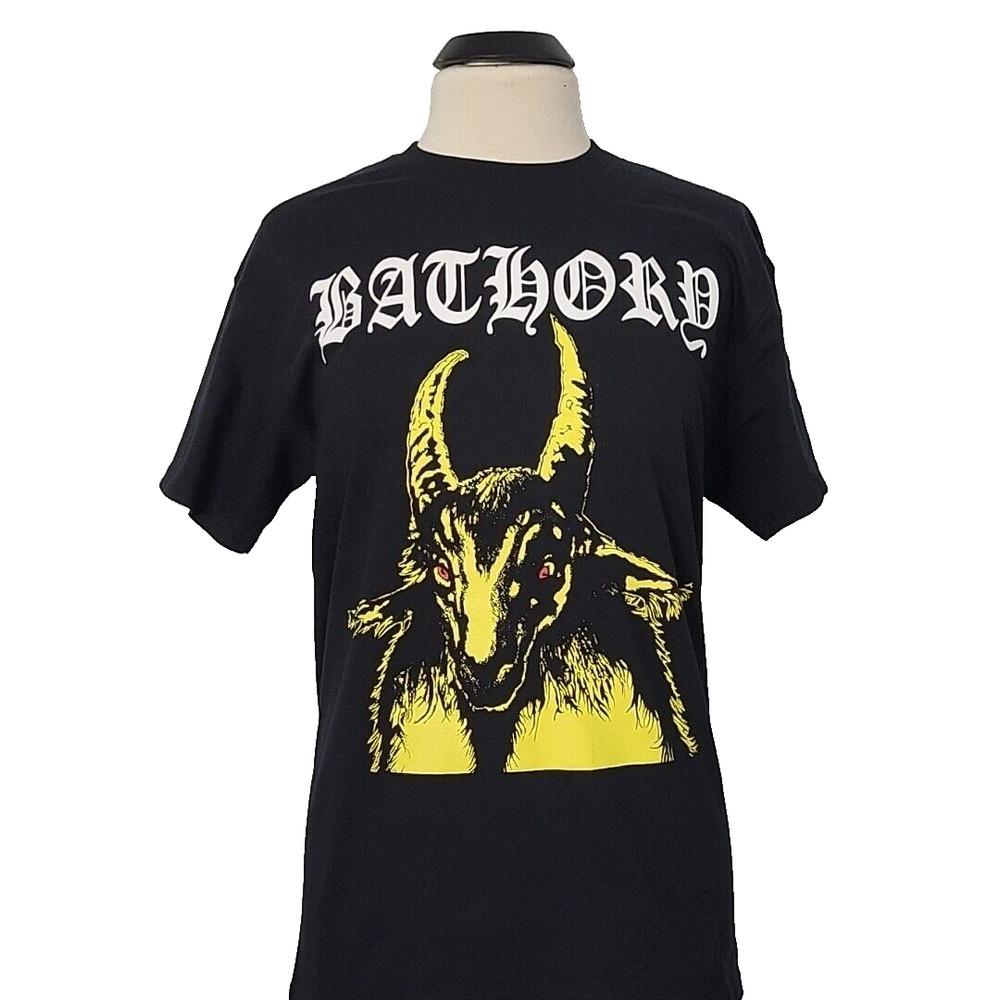 

BATHORY Yellow Goat Photo S SMALL T-Shirt Black Mens Band Logo Unisex T-Shirt M