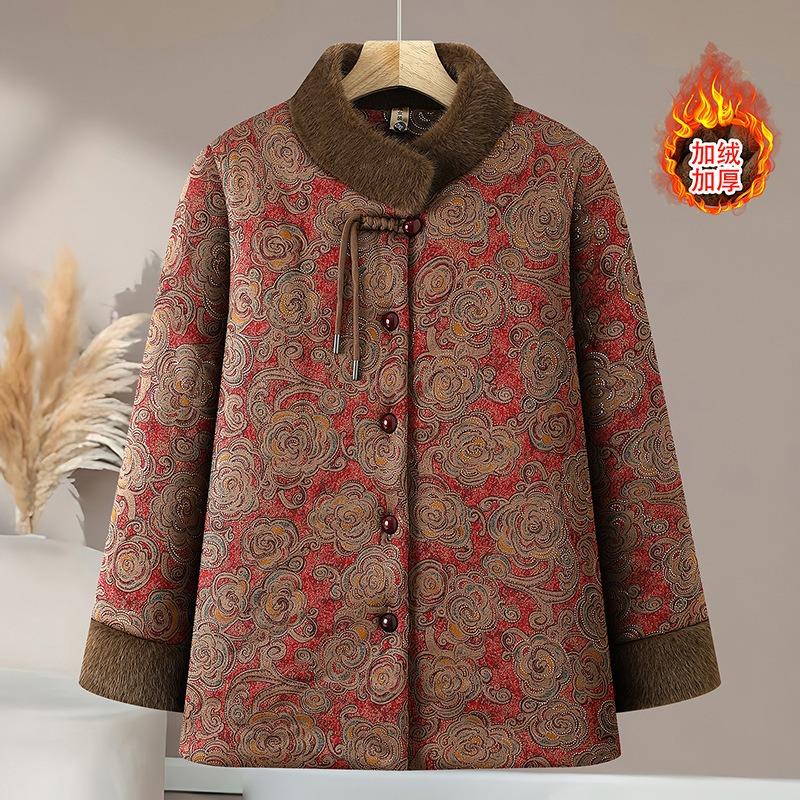 Winter cotton-padded clothes women's stand-up collar large-size jacket warm new velvet thickened cotton clothes