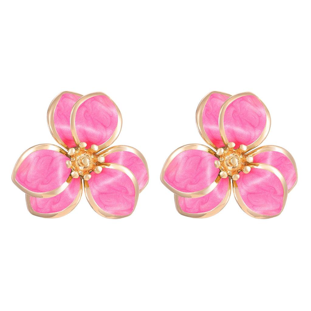 Trendy Multicolor Flower Drop Earrings for Women – Elegant & Slimming European/American Style