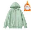 Women's Hood Collar Long Sleeve Zip Up Hoodie Loose Fit Minimalist Sweatshirt Jacket