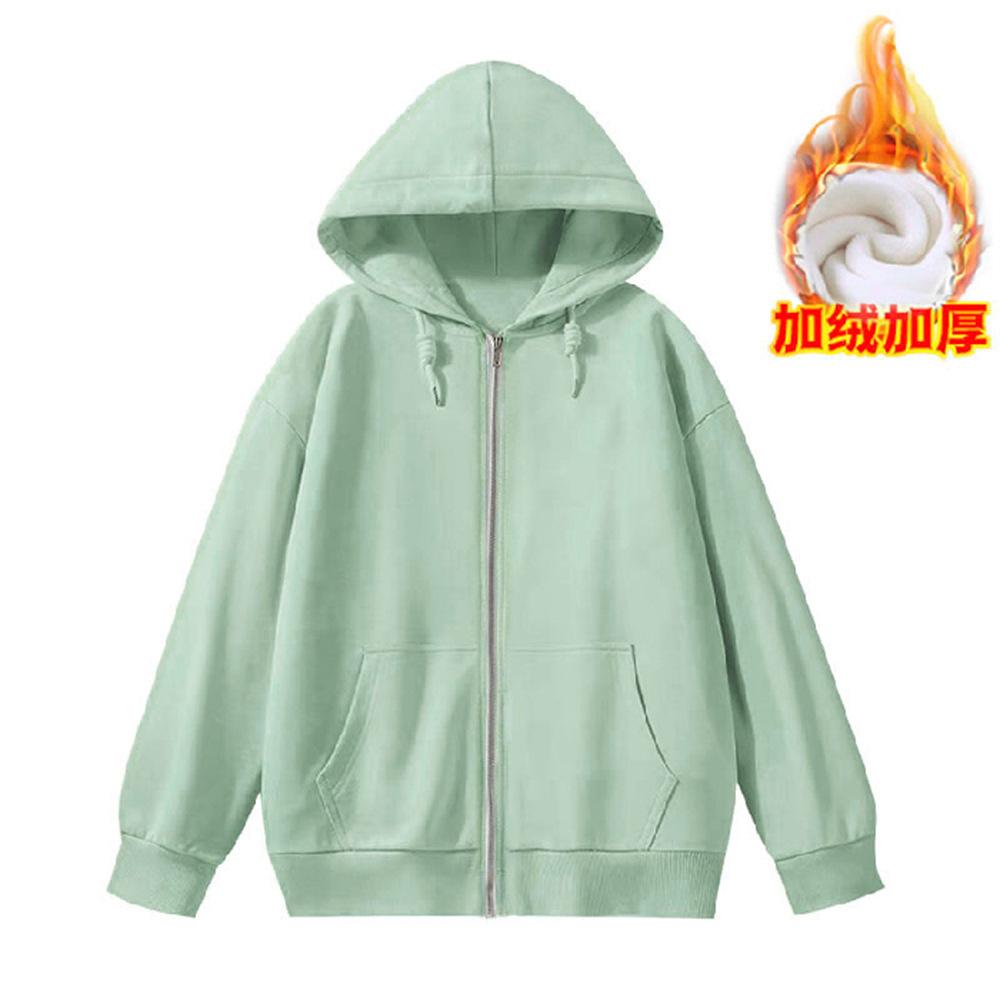 Women's Hood Collar Long Sleeve Zip Up Hoodie Loose Fit Minimalist Sweatshirt Jacket