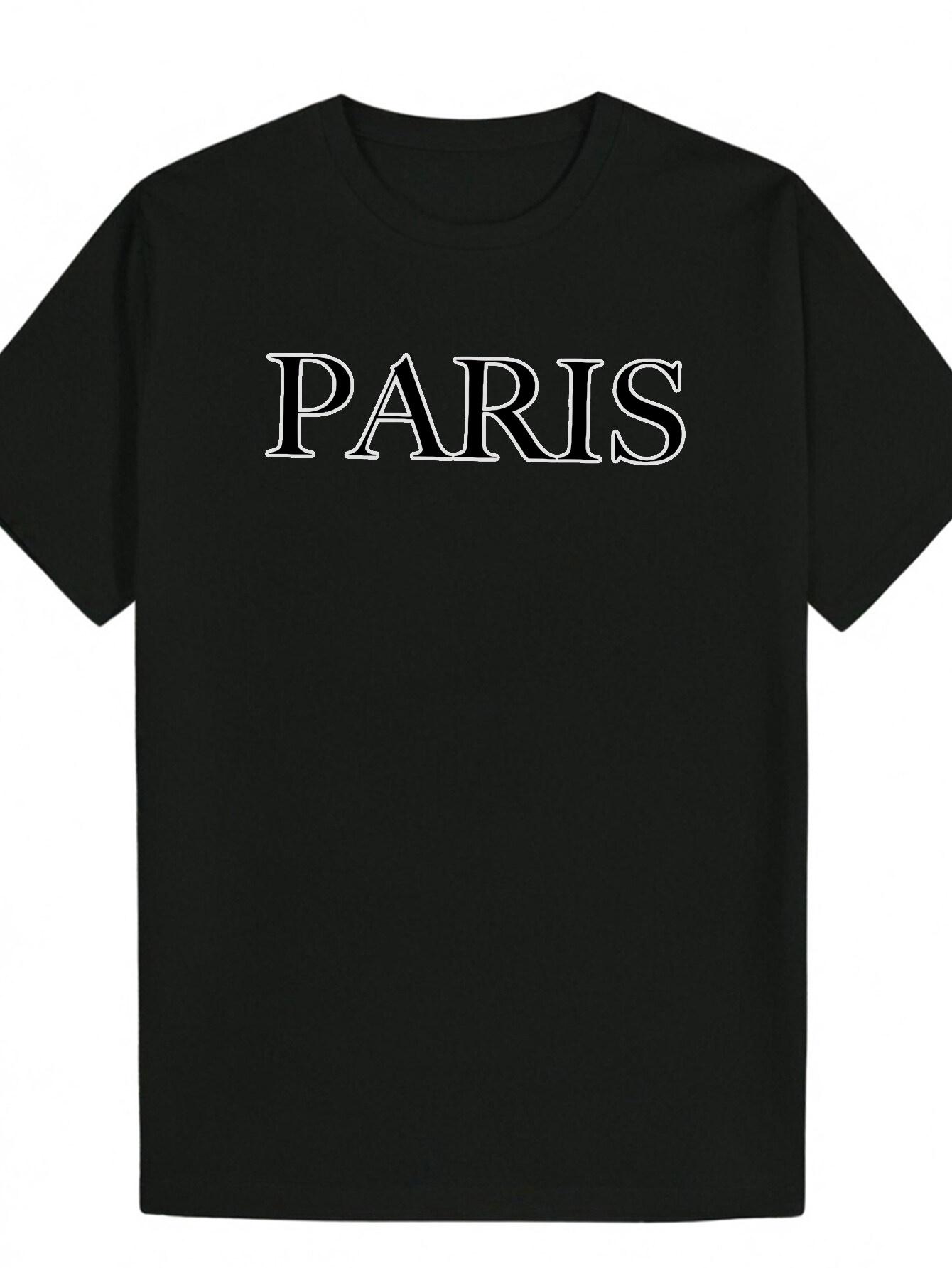 Paris Graphic T-shirt - Black with White Lettering M