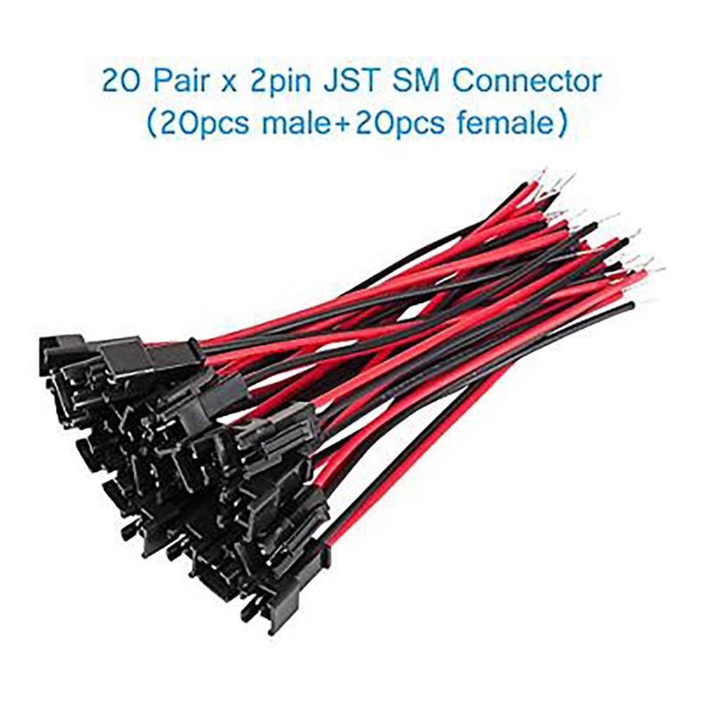 40pcs For JST SM connector SM 2Pin  Plug male to bus connector