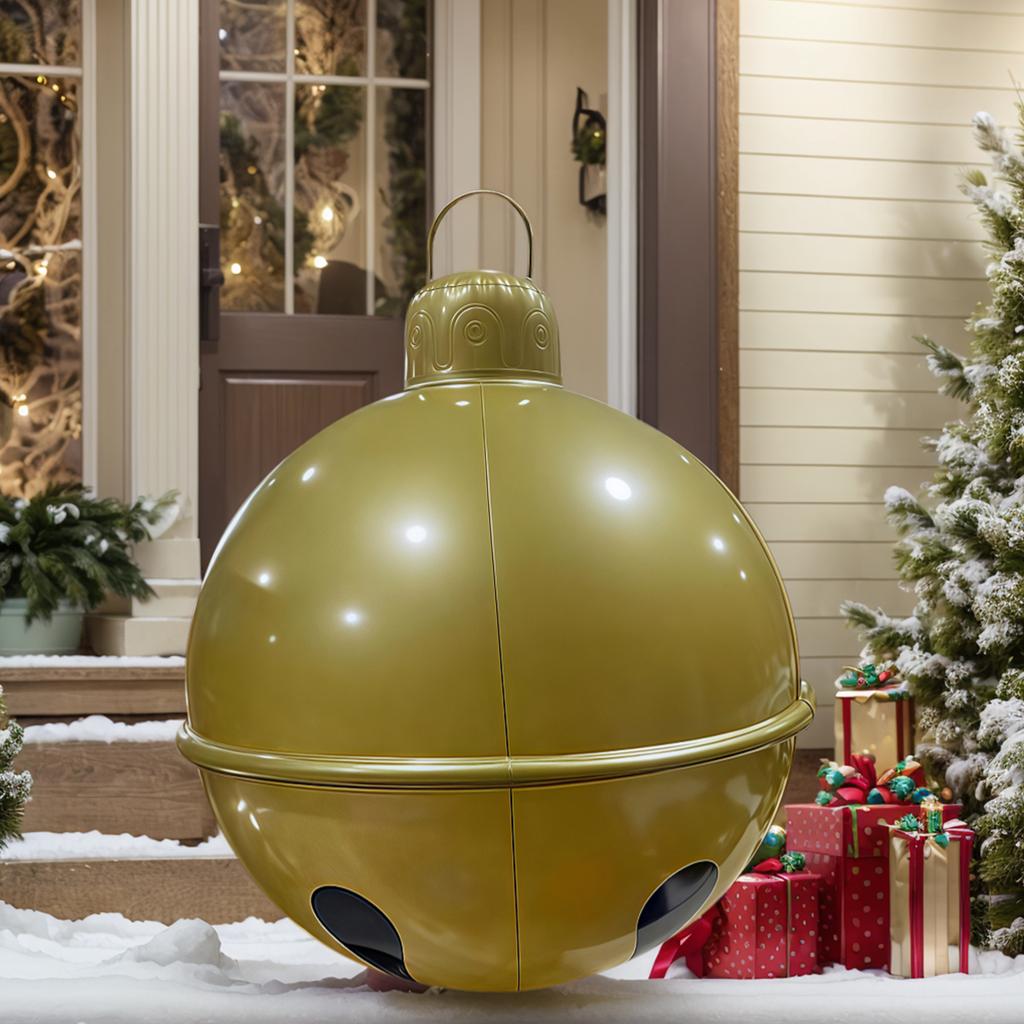 Inflatable Christmas Balls Multi-Purpose Giant Christmas Ball Wear Resist Flocking Decoration Ball for Front Doors Decorated
